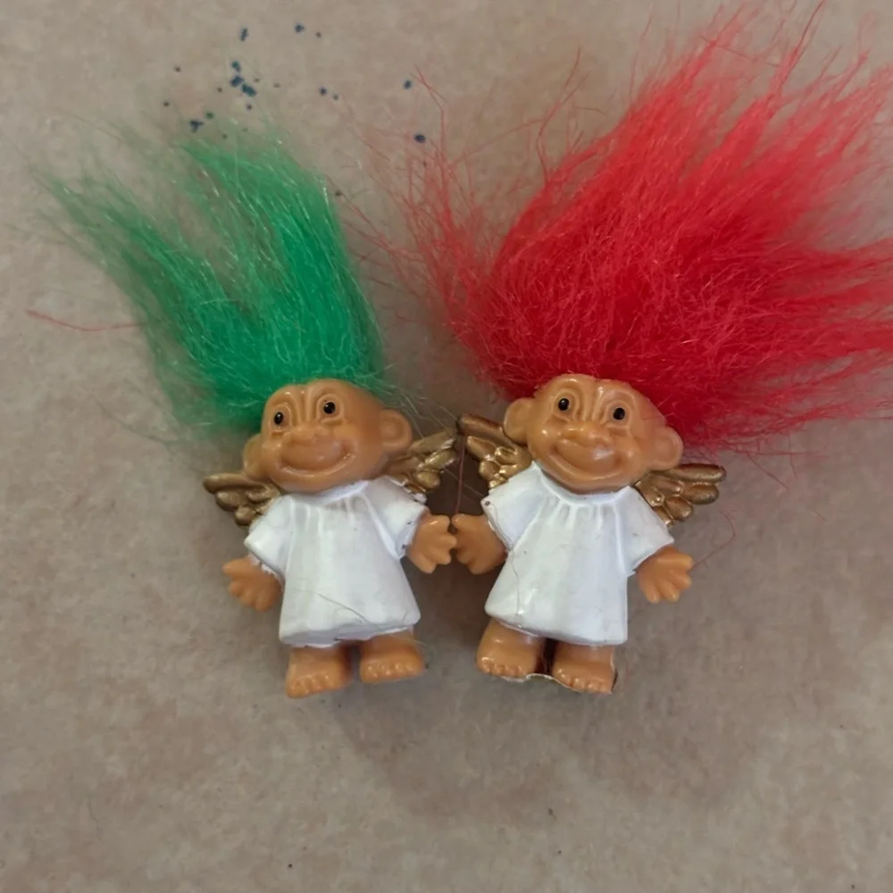 Vintage Russ Berrie Miniature Christmas Angel Santa Trolls
